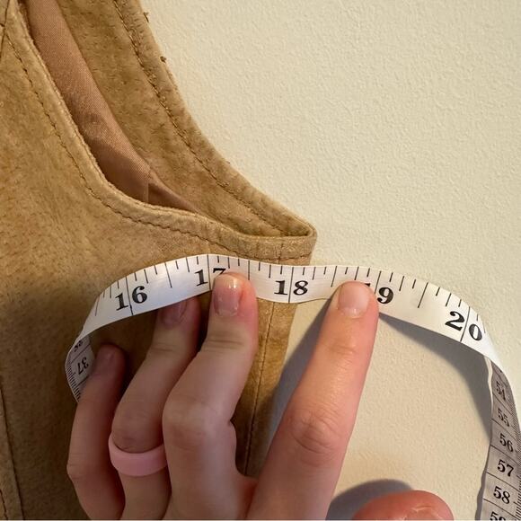 Vintage Outbrook Tan Leather Beaded Button Down Top Vest Medium - Picture 6 of 11